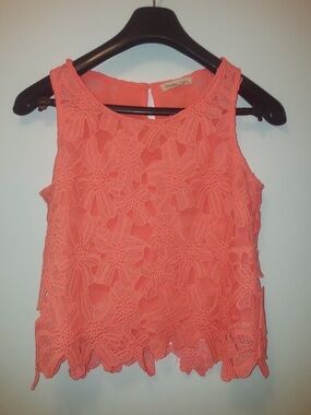 🌷2/18$🌷Double Zero Lace Crochet Sleeveless Tank Top Blouse Shirt size M